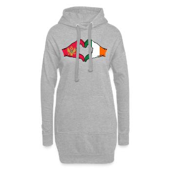 Montenegro Irland Flagge Hände Herzform - Hoodie-Kleid - Grau meliert - Vorne