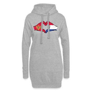 Monténégro Hollande Drapeau Mains Coeur Utilisé - Sweat-shirt à capuche long Femme - gris chiné - Devant
