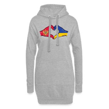 Montenegro Ukraine Flagge Hände Herzform used - Hoodie-Kleid - Grau meliert - Vorne