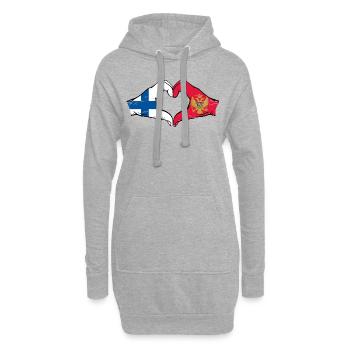 Finnland Montenegro Flagge Hände Herzform - Hoodie-Kleid - Grau meliert - Vorne
