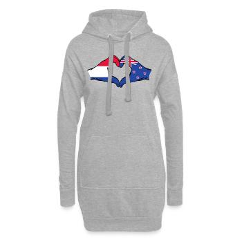 Holland Neuseeland Flagge Hände Herzform - Hoodie-Kleid - Grau meliert - Vorne