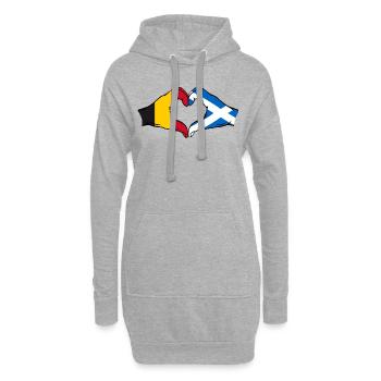 Belgique Ecosse Mains Coeur Forme - Sweat-shirt à capuche long Femme - gris chiné - Devant