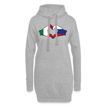 Italy Russia hands heart shape - Hoodie Dress - heather grey - Front