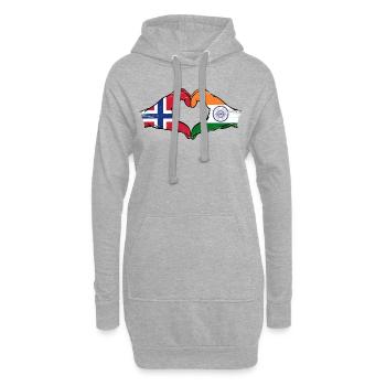 Norway India hands heart shape used - Hoodie Dress - heather grey - Front
