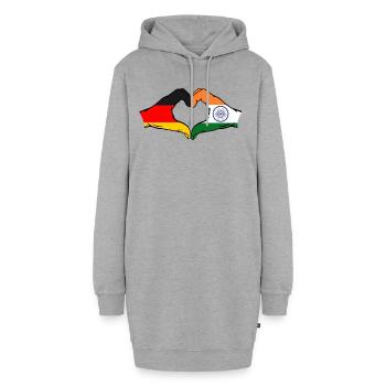 Allemagne Inde mains en forme de cœur - Sweat-shirt à capuche long Femme - gris chiné - Devant