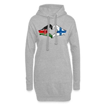 Kenya Finlande mains forme de coeur utilisé - Sweat-shirt à capuche long Femme - gris chiné - Devant