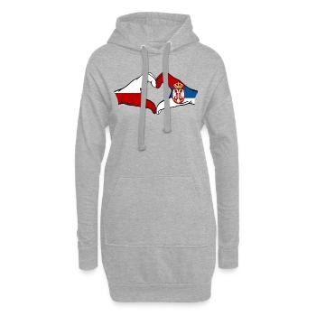 Polen Serbien Flagge Herzform - Hoodie-Kleid - Grau meliert - Vorne