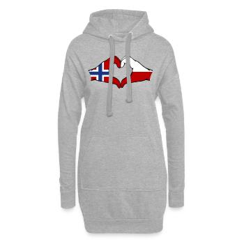 Norway Poland Flag Heart Shape - Hoodie Dress - heather grey - Front