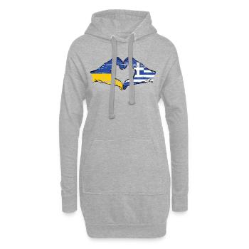 Ukraine Griechenland Flagge Herzform used - Hoodie-Kleid - Grau meliert - Vorne
