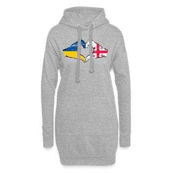 Ukraine Georgien Flagge Hände Herzform used - Hoodie-Kleid - Grau meliert - Vorne