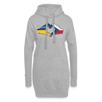 Ukraine Tschechien Flagge Hände Herzform used - Hoodie-Kleid - Grau meliert - Vorne