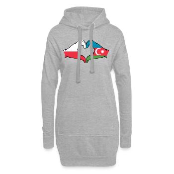 Polen Aserbaidschan Flagge Hände Herzform - Hoodie-Kleid - Grau meliert - Vorne