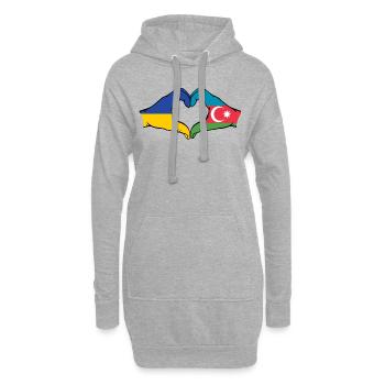 Ukraine Aserbaidschan Flagge Hände Herzform - Hoodie-Kleid - Grau meliert - Vorne