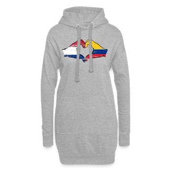 Hollande Colombie Drapeau Mains Coeur Forme Utilisé - Sweat-shirt à capuche long Femme - gris chiné - Devant
