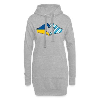 Ukraine Bavière Drapeau Mains Coeur Forme - Sweat-shirt à capuche long Femme - gris chiné - Devant