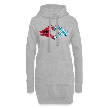 Albanie Bavière Drapeau Mains Coeur Forme Utilisé - Sweat-shirt à capuche long Femme - gris chiné - Devant