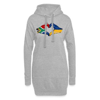 Südafrika Ukraine Flagge Hände Herzform used - Hoodie-Kleid - Grau meliert - Vorne