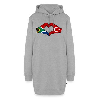 Afrique du Sud Turquie Drapeau Mains Coeur Forme - Sweat-shirt à capuche long Femme - gris chiné - Devant