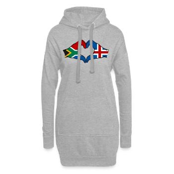 Afrique du Sud Islande Drapeau Mains Coeur Forme - Sweat-shirt à capuche long Femme - gris chiné - Devant