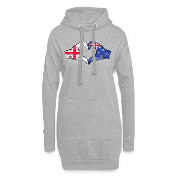 Géorgie Nouvelle-Zélande drapeau mains forme coeur utilisé - Sweat-shirt à capuche long Femme - gris chiné - Devant