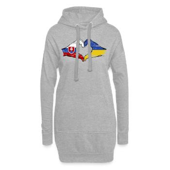 Slowakei Ukraine Flagge Hände Herzform used - Hoodie-Kleid - Grau meliert - Vorne