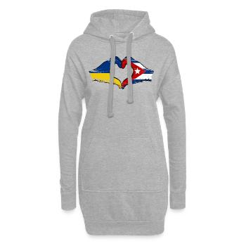 Ukraine Kuba Flagge Hände Herzform used - Hoodie-Kleid - Grau meliert - Vorne