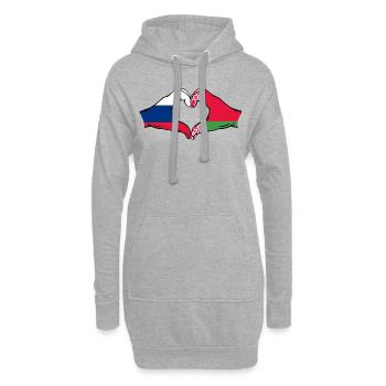 Russland Belarus Flagge Hände Herzform - Hoodie-Kleid - Grau meliert - Vorne