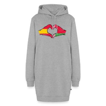 Spanien Belarus Flagge Hände Herzform used - Hoodie-Kleid - Grau meliert - Vorne