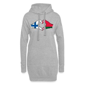 Finnland Belarus Flagge Hände Herzform - Hoodie-Kleid - Grau meliert - Vorne