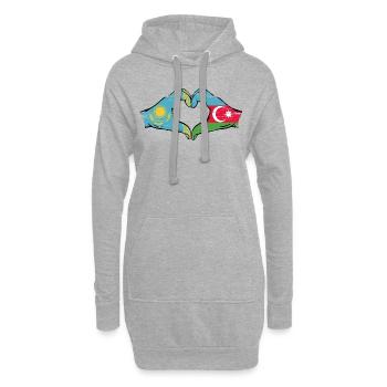Kasachstan Aserbaidschan Flagge Hände Herz used - Hoodie-Kleid - Grau meliert - Vorne