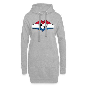 Drapeau de football hollandais mains forme de coeur utilisé - Sweat-shirt à capuche long Femme - gris chiné - Devant