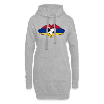 Forme de coeur de mains de football de drapeau d'Arménie - Sweat-shirt à capuche long Femme - gris chiné - Devant