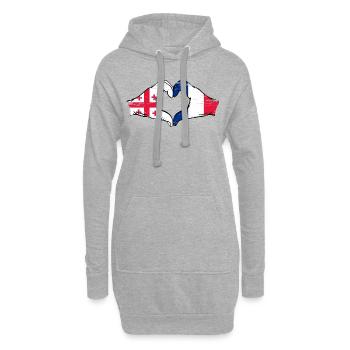 Georgien Frankreich Flagge Hände Herzform used - Hoodie-Kleid - Grau meliert - Vorne