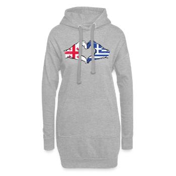 Georgien Griechenland Flagge Hände Herzform used - Hoodie-Kleid - Grau meliert - Vorne