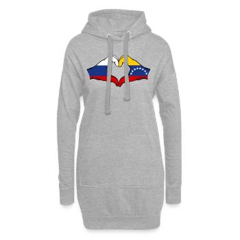 Russie Venezuela drapeau mains forme de coeur - Sweat-shirt à capuche long Femme - gris chiné - Devant
