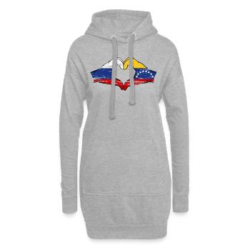 Russie Venezuela drapeau mains forme de coeur utilisé - Sweat-shirt à capuche long Femme - gris chiné - Devant