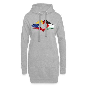 Venezuela Palestine drapeau mains forme de coeur utilisé - Sweat-shirt à capuche long Femme - gris chiné - Devant