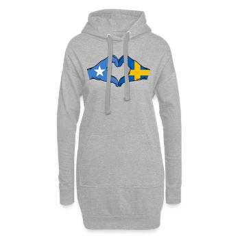 Somalie Suède Drapeau Mains Coeur Forme - Sweat-shirt à capuche long Femme - gris chiné - Devant