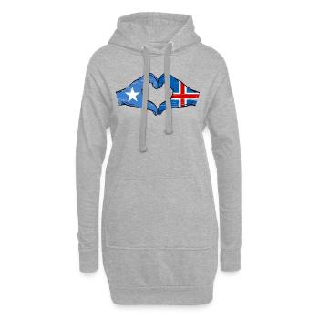 Drapeau de l’île de Somalie mains forme de coeur utilisé - Sweat-shirt à capuche long Femme - gris chiné - Devant