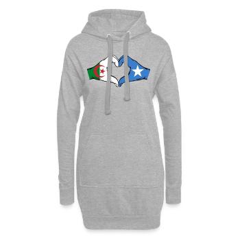 Algerien Somalia Flagge Hände Herzform - Hoodie-Kleid - Grau meliert - Vorne