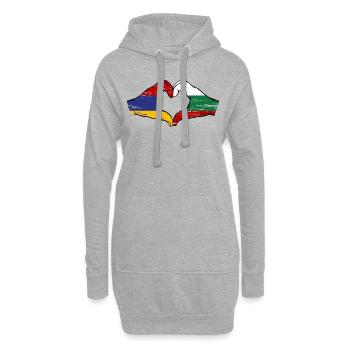 Armenien Bulgarien Flagge Hände Herzform used - Hoodie-Kleid - Grau meliert - Vorne