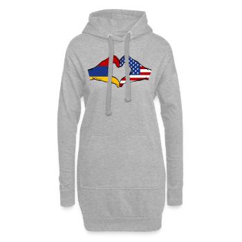 Armenien USA Flagge Hände Herzform - Hoodie-Kleid - Grau meliert - Vorne