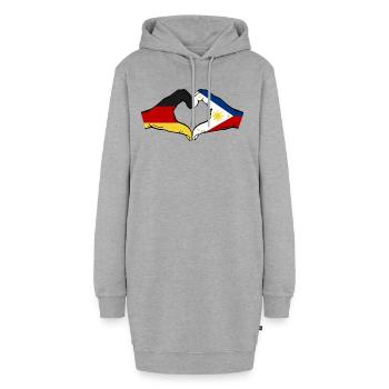 Deutschland Philippinen Flagge Hände Herzform - Hoodie-Kleid - Grau meliert - Vorne
