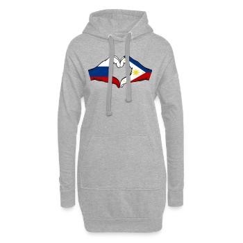 Russland Philippinen Flagge Hände Herzform - Hoodie-Kleid - Grau meliert - Vorne