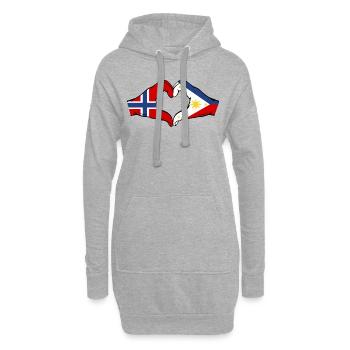 Norway Philippines Flag Hands Heart Shape - Hoodie Dress - heather grey - Front