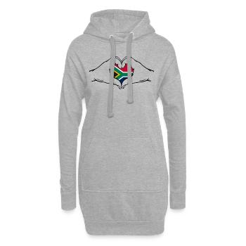 Drapeau de l’Afrique du Sud Mains Forme Coeur - Sweat-shirt à capuche long Femme - gris chiné - Devant