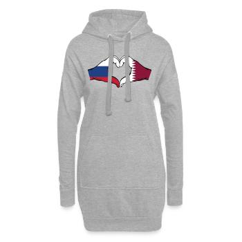 Russland Katar Flagge Hände Herzform - Hoodie-Kleid - Grau meliert - Vorne