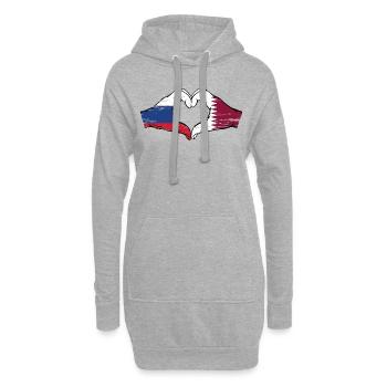 Drapeau de la Russie Qatar mains forme de coeur utilisé - Sweat-shirt à capuche long Femme - gris chiné - Devant