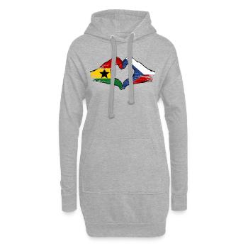 Ghana Tschechien Flagge Hände Herzform used - Hoodie-Kleid - Grau meliert - Vorne