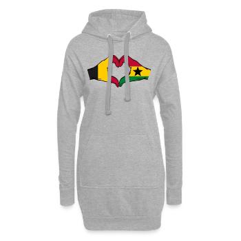Belgien Ghana Flagge Hände Herzform - Hoodie-Kleid - Grau meliert - Vorne